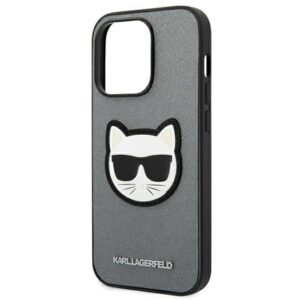 Karl Lagerfeld KLHCP14XSAPCHG Apple iPhone 14 Pro Max 6,7" kietas dėklas silver Saffiano Choupette Head - Image 6
