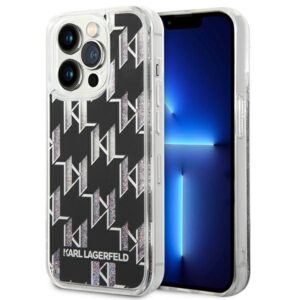 Karl Lagerfeld KLHCP14XLMNMK Apple iPhone 14 Pro Max 6,7" kietas dėklas juodos spalvos Liquid Glitter Monogram - Image 1