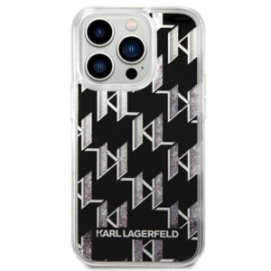 Karl Lagerfeld KLHCP14XLMNMK Apple iPhone 14 Pro Max 6,7" kietas dėklas juodos spalvos Liquid Glitter Monogram - Image 3