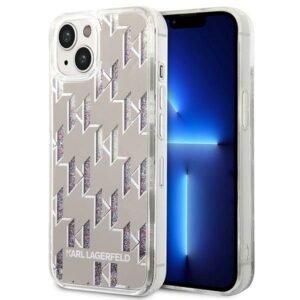 Karl Lagerfeld KLHCP14MLMNMS Apple iPhone 14 Plus / 15 Plus 6,7" kietas dėklas silver Liquid Glitter Mon - Image 1