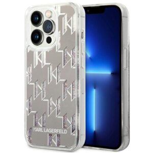 Karl Lagerfeld KLHCP14XLMNMS Apple iPhone 14 Pro Max 6,7" kietas dėklas silver Liquid Glitter Monogram - Image 1