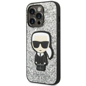 Karl Lagerfeld KLHCP14XGFKPG Apple iPhone 14 Pro Max 6,7" kietas dėklas silver Glitter Flakes Ikonik - Image 2