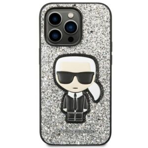 Karl Lagerfeld KLHCP14XGFKPG Apple iPhone 14 Pro Max 6,7" kietas dėklas silver Glitter Flakes Ikonik - Image 3