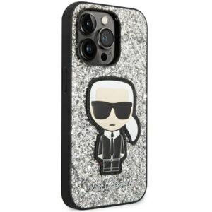 Karl Lagerfeld KLHCP14XGFKPG Apple iPhone 14 Pro Max 6,7" kietas dėklas silver Glitter Flakes Ikonik - Image 4