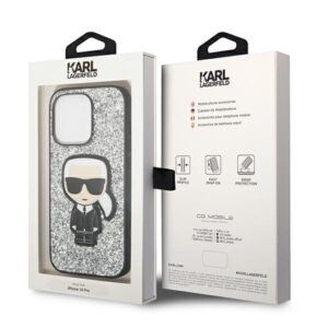Karl Lagerfeld KLHCP14XGFKPG Apple iPhone 14 Pro Max 6,7" kietas dėklas silver Glitter Flakes Ikonik - Image 8
