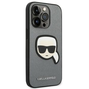 Karl Lagerfeld KLHCP14LSAPKHG Apple iPhone 14 Pro 6,1" silver kietas dėklas Saffiano Karl`s Head Patch - Image 4