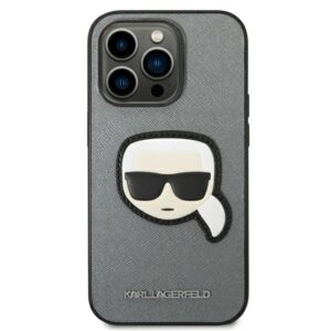 Karl Lagerfeld KLHCP14XSAPKHG Apple iPhone 14 Pro Max 6,7" silver kietas dėklas Saffiano Karl`s Head Pat - Image 3
