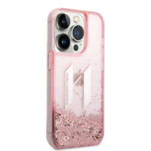 Karl Lagerfeld KLHCP14LLBKLCP Apple iPhone 14 Pro 6,1"rožinės spalvos kietas dėklas Liquid Glitter Big KL - Image 4
