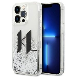 Karl Lagerfeld KLHCP14LLBKLCS Apple iPhone 14 Pro 6,1" silver kietas dėklas Liquid Glitter Big KL - Image 1