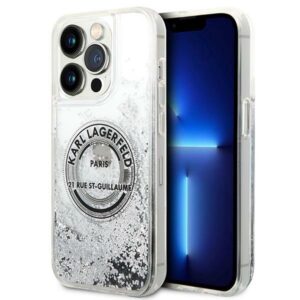 Karl Lagerfeld KLHCP14LLCRSGRS Apple iPhone 14 Pro 6,1" silver kietas dėklas Liquid Glitter RSG - Image 1