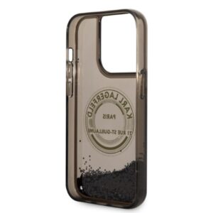 Karl Lagerfeld KLHCP14LLCRSGRK Apple iPhone 14 Pro 6,1" juodos spalvos kietas dėklas Liquid Glitter RSG - Image 5