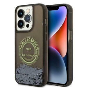 Karl Lagerfeld KLHCP14LLCRSGRK Apple iPhone 14 Pro 6,1" juodos spalvos kietas dėklas Liquid Glitter RSG - Image 1