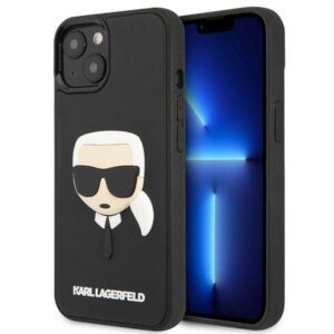 Karl Lagerfeld KLHCP14MKH3DBK Apple iPhone 14Plus / 15 Plus 6,7" juodos spalvos kietas dėklas 3D Rubber Karl`s Head - Image 1