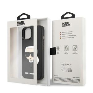 Karl Lagerfeld KLHCP14MKH3DBK Apple iPhone 14Plus / 15 Plus 6,7" juodos spalvos kietas dėklas 3D Rubber Karl`s Head - Image 8