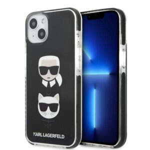 Karl Lagerfeld KLHCP13STPE2TK Apple iPhone 13 mini 5,4" kietas dėklas juodos spalvos Karl&Choupette Head - Image 1