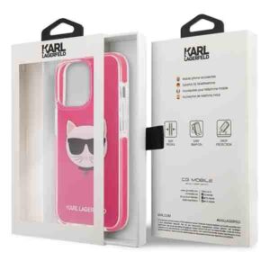 Karl Lagerfeld KLHCP13LTPECPI Apple iPhone 13 Pro / 13 6,1" kietas dėklas fuschia Choupette Head - Image 8