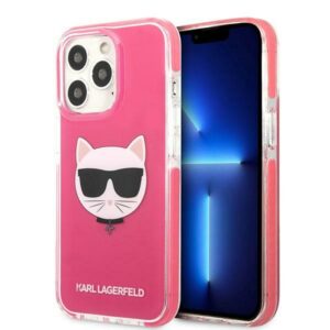 Karl Lagerfeld KLHCP13XTPECPI Apple iPhone 13 Pro Max 6,7" kietas dėklas fuschia Choupette Head - Image 1