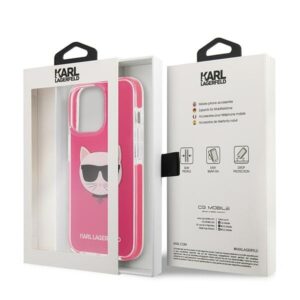 Karl Lagerfeld KLHCP13XTPECPI Apple iPhone 13 Pro Max 6,7" kietas dėklas fuschia Choupette Head - Image 8