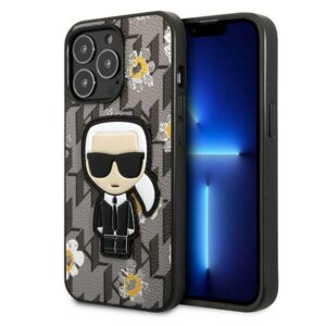 Karl Lagerfeld KLHCP13LPMNFIK1 Apple iPhone 13 Pro / 13 6,1" pilkos spalvos Flower Ikonik Karl