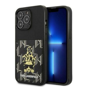 Karl Lagerfeld KLHCP13LCANCNK Apple iPhone 13 Pro / 13 6,1" kietas dėklas juodos spalvos Karlimals Cardslot - Image 1