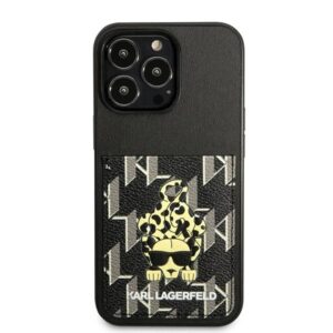 Karl Lagerfeld KLHCP13LCANCNK Apple iPhone 13 Pro / 13 6,1" kietas dėklas juodos spalvos Karlimals Cardslot - Image 3