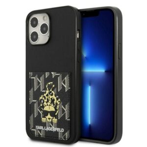 Karl Lagerfeld KLHCP13XCANCNK Apple iPhone 13 Pro Max 6,7" kietas dėklas juodos spalvos Karlimals Cardslot - Image 1