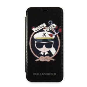 Karl Lagerfeld KLFLBKPXKSB Apple iPhone X Xs juodos spalvos bookdėklas Signature Glitter - Image 5