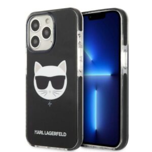 Karl Lagerfeld KLHCP13LTPECK Apple iPhone 13 Pro / 13 6,1" kietas dėklas juodos spalvos Choupette Head