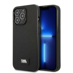 Karl Lagerfeld KLHCP13LSFMP2K Apple iPhone 13 Pro / 13 6,1" kietas dėklas juodos spalvos Saffiano Plaque - Image 1