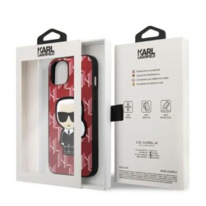 Karl Lagerfeld KLHCP13MPMNIKPI Apple iPhone 13/ 14 / 15 6,1" kietas dėklas red Monogram Ikonik Patch - Image 8
