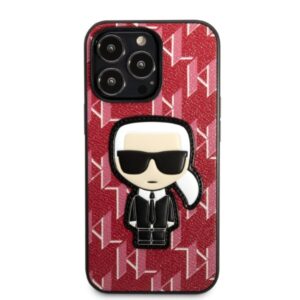 Karl Lagerfeld KLHCP13XPMNIKPI Apple iPhone 13 Pro Max 6,7" kietas dėklas red Monogram Ikonik Patch - Image 3