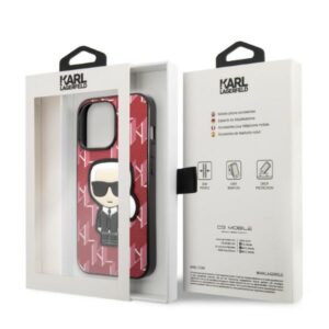 Karl Lagerfeld KLHCP13XPMNIKPI Apple iPhone 13 Pro Max 6,7" kietas dėklas red Monogram Ikonik Patch - Image 8