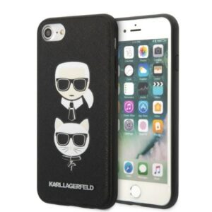 Karl Lagerfeld KLHCI8SAKICKCBK Apple iPhone 7/8 / SE 2020 / SE 2022 juodos spalvos kietas dėklas Saffiano Karl&Cho