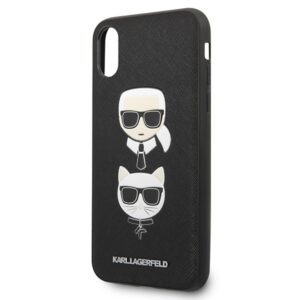 Karl Lagerfeld KLHCPXSAKICKCBK Apple iPhone X/XS juodos spalvos Saffiano Karl&Choupette Head - Image 3
