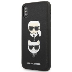 Karl Lagerfeld KLHCI65SAKICKCBK Apple iPhone XS Max juodos spalvos kietas dėklas Saffiano Karl&Choupette Head - Image 2