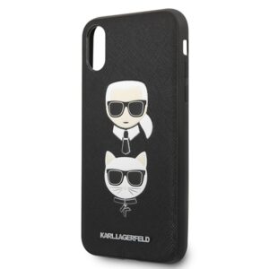 Karl Lagerfeld KLHCI65SAKICKCBK Apple iPhone XS Max juodos spalvos kietas dėklas Saffiano Karl&Choupette Head - Image 3