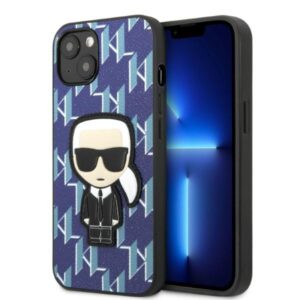 Karl Lagerfeld KLHCP13MPMNIKBL Apple iPhone 13/ 14 / 15 6,1" kietas dėklas blue Monogram Ikonik Patch