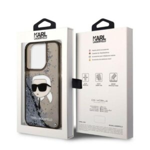 Karl Lagerfeld KLHCP14LLNKHCK Apple iPhone 14 Pro 6,1"juodos spalvos kietas dėklas Glitter Karl Head - Image 8