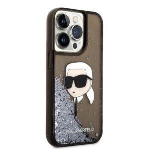 Karl Lagerfeld KLHCP14XLNKHCK Apple iPhone 14 Pro Max 6,7" juodos spalvos kietas dėklas Glitter Karl Head - Image 4