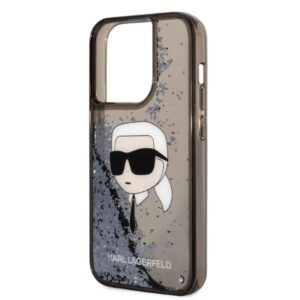 Karl Lagerfeld KLHCP14XLNKHCK Apple iPhone 14 Pro Max 6,7" juodos spalvos kietas dėklas Glitter Karl Head - Image 6