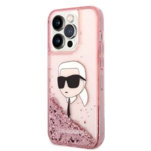 Karl Lagerfeld KLHCP14XLNKHCP Apple iPhone 14 Pro Max 6,7" rožinės spalvos kietas dėklas Glitter Karl Head - Image 2