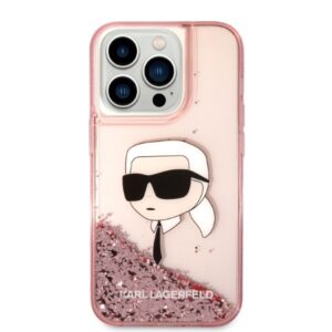 Karl Lagerfeld KLHCP14XLNKHCP Apple iPhone 14 Pro Max 6,7" rožinės spalvos kietas dėklas Glitter Karl Head - Image 3