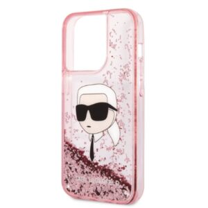 Karl Lagerfeld KLHCP14XLNKHCP Apple iPhone 14 Pro Max 6,7" rožinės spalvos kietas dėklas Glitter Karl Head - Image 6
