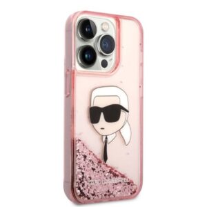 Karl Lagerfeld KLHCP14LLNKHCP Apple iPhone 14 Pro 6,1" rožinės spalvos kietas dėklas Glitter Karl Head - Image 4