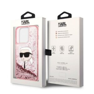 Karl Lagerfeld KLHCP14LLNKHCP Apple iPhone 14 Pro 6,1" rožinės spalvos kietas dėklas Glitter Karl Head - Image 8