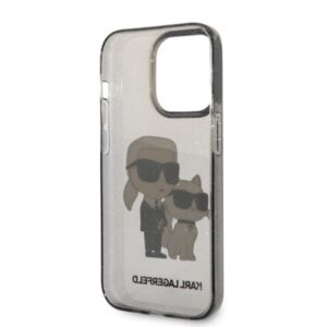 Karl Lagerfeld KLHCP14XHNKCTGK Apple iPhone 14 Pro Max 6,7" juodos spalvos kietas dėklas Glitter Karl&Choupette - Image 7