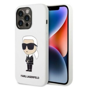 Karl Lagerfeld KLHCP14XSNIKBCH Apple iPhone 14 Pro Max 6,7" kietas dėklas baltos spalvos Silicone Ikonik - Image 1