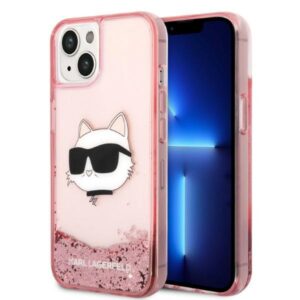 Karl Lagerfeld KLHCP14MLNCHCP Apple iPhone 14 Plus / 15 Plus 6,7" rožinės spalvos kietas dėklas Glitter Choupette He - Image 1