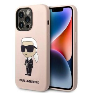Karl Lagerfeld KLHCP14LSNIKBCP Apple iPhone 14 Pro 6,1" kietas dėklas rožinės spalvos Silicone Ikonik - Image 1