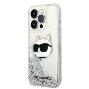 Karl Lagerfeld KLHCP14LLNCHCS Apple iPhone 14 Pro 6,1" silver kietas dėklas Glitter Choupette Head - Image 2